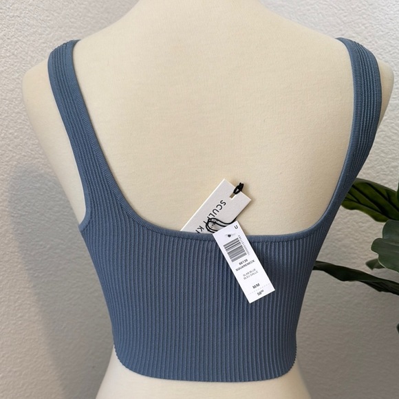 NWT Aritzia Blue Ribbed Sleeveless Crop Tank Top - Picture 3 of 10